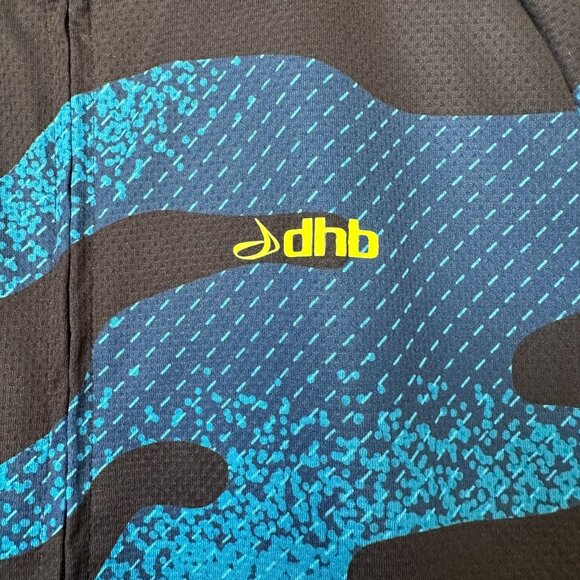 Dhb Mens Blue Camo Short Sleeve Cycling Jersey Polyester Lightweight Breathable - Picture 3 of 8